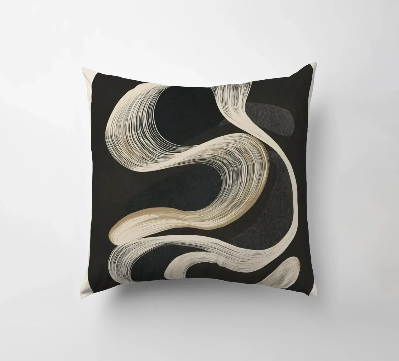 Monochrome Flow - Abstract Line Movement cuscino da Flow Line