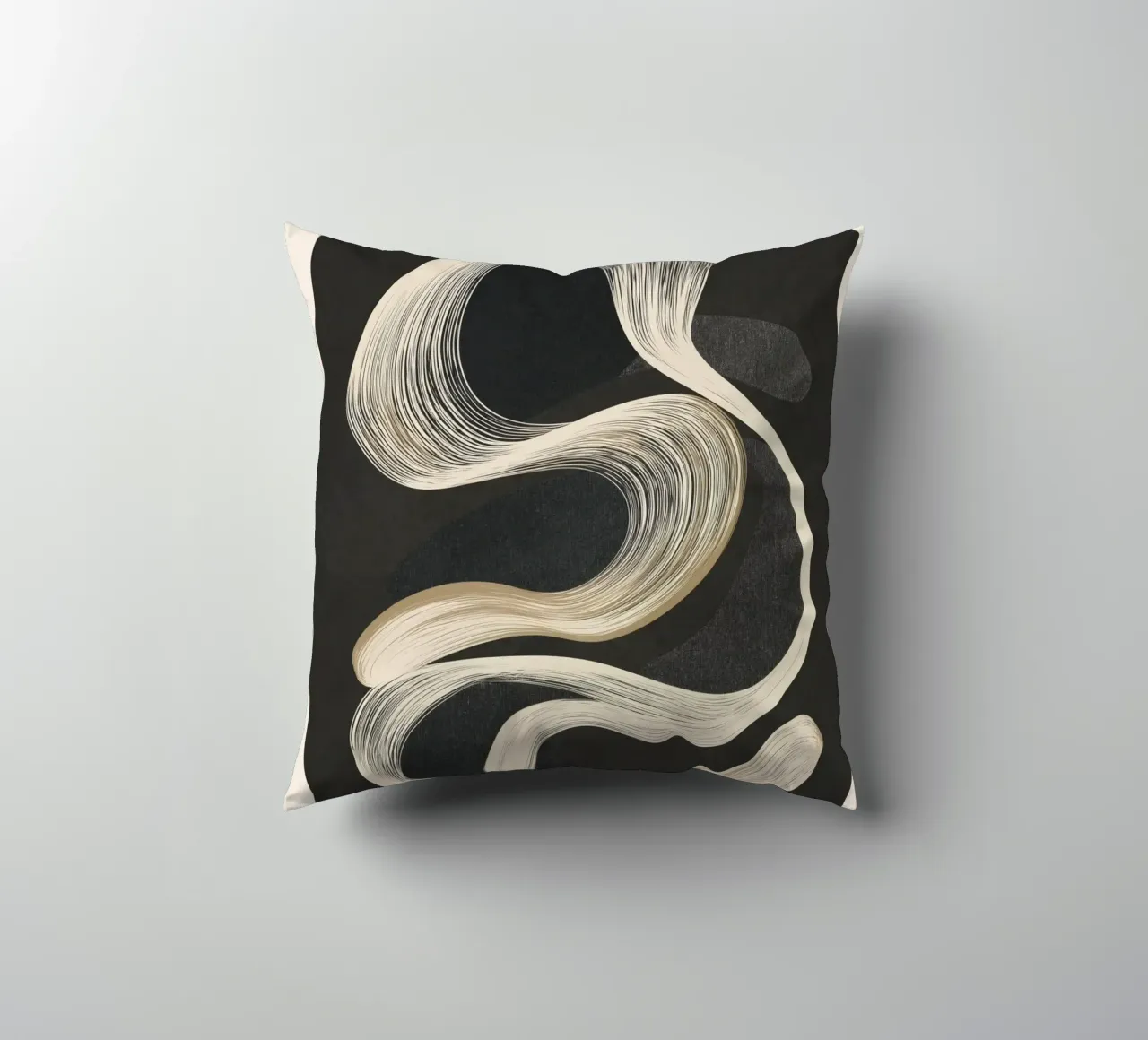 Monochrome Flow - Abstract Line Movement cuscino da Flow Line
