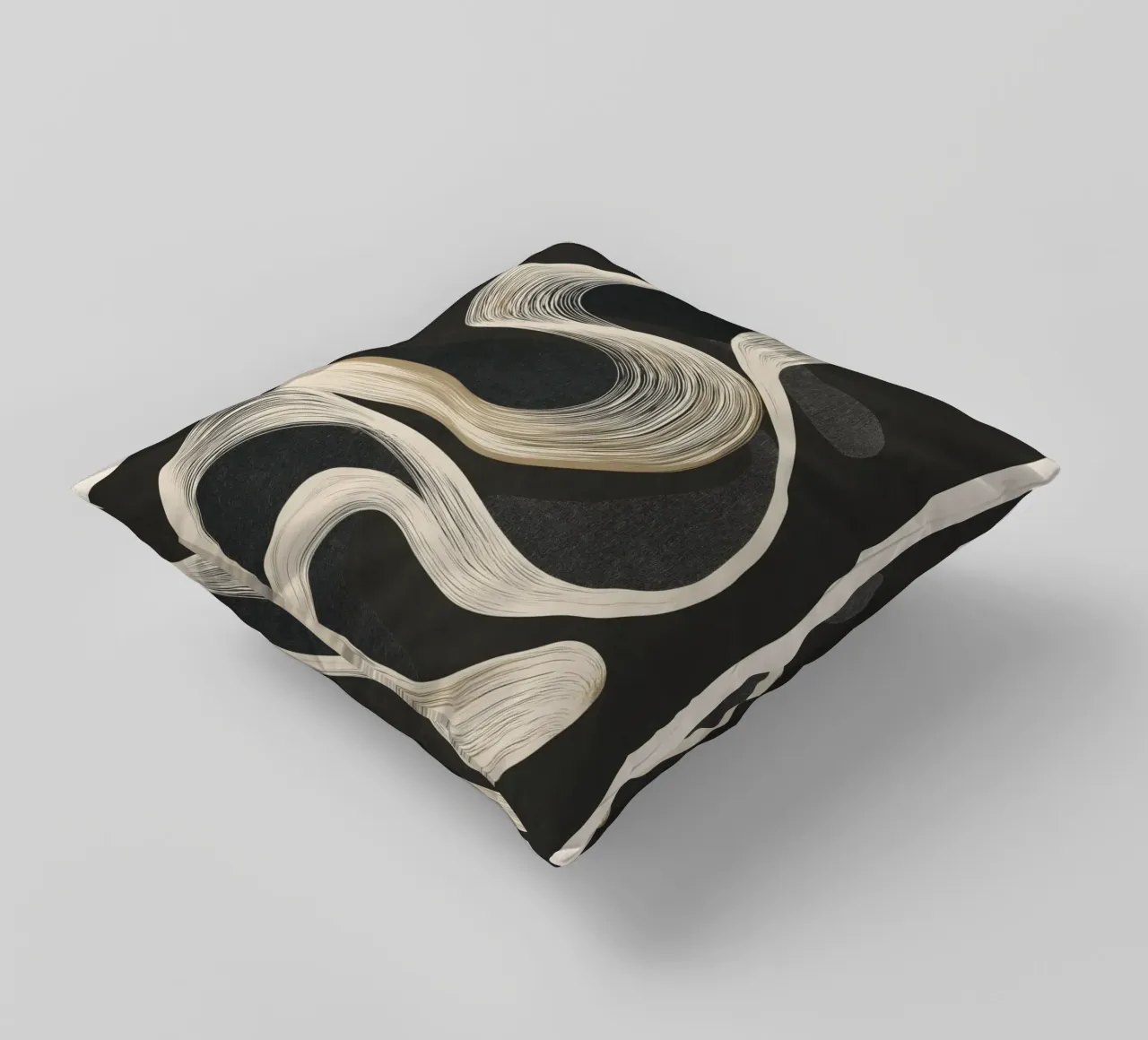 Monochrome Flow - Abstract Line Movement cuscino da Flow Line