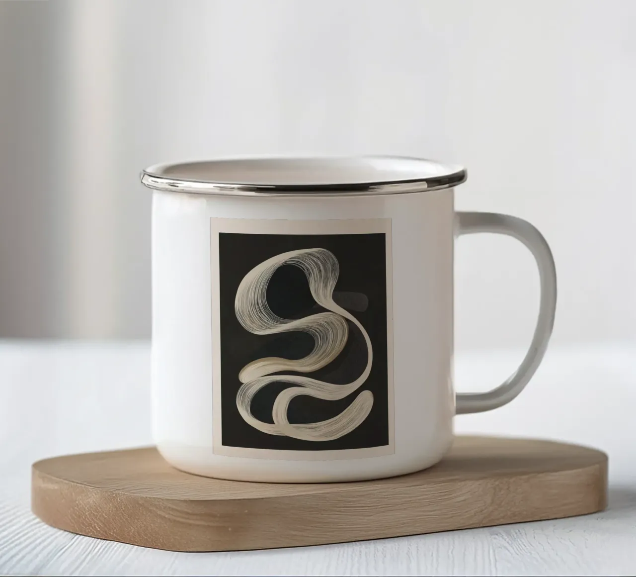 Monochrome Flow - Abstract Line Movement tazza in smalto da Flow Line