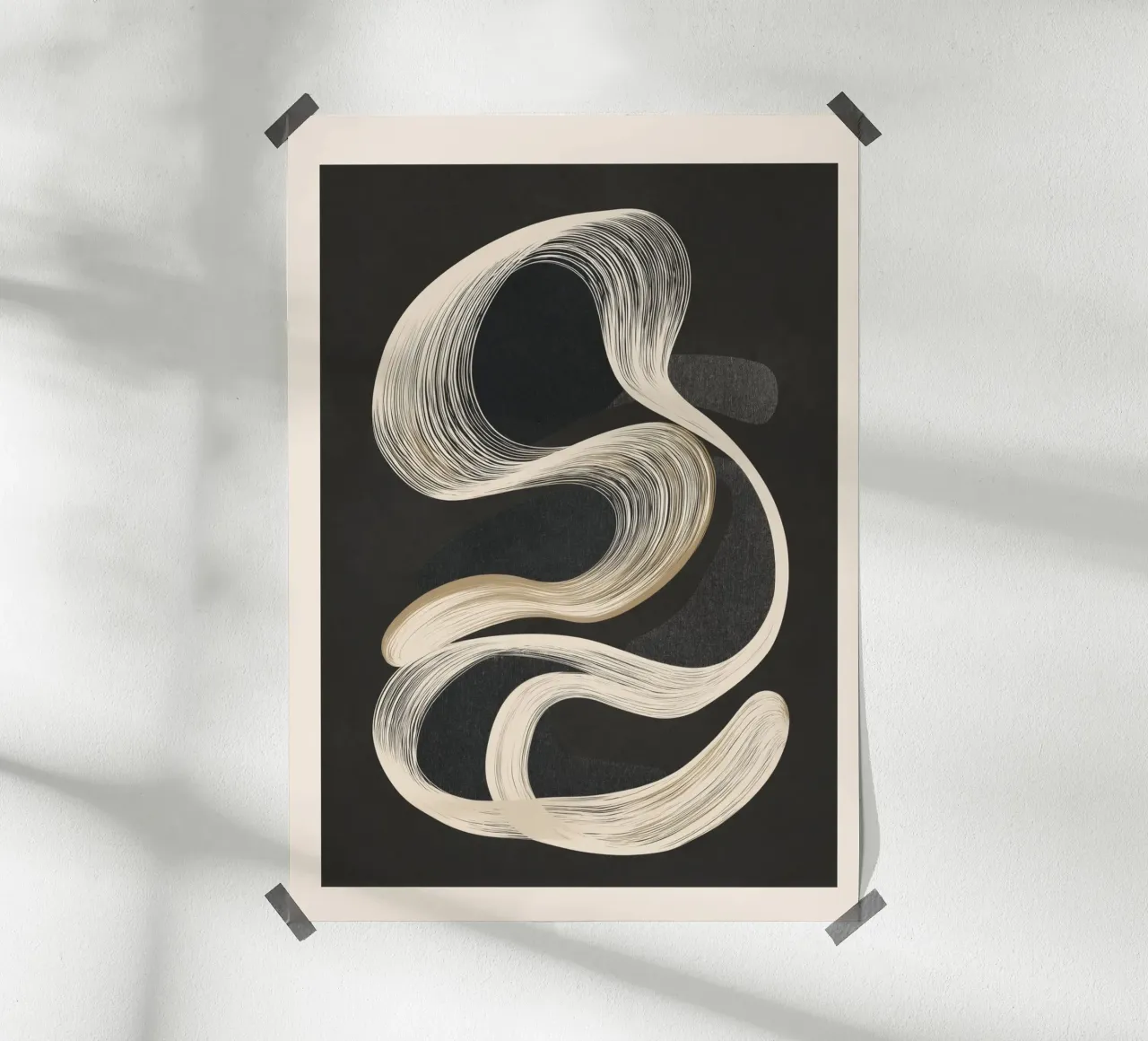 Monochrome Flow - Abstract Line Movement carta hahnemühle da Flow Line
