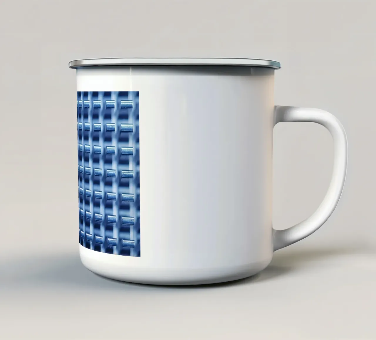 Structure métallique avec ailettes de refroidissement - vue macro mug en émail de Bilderwelt - Kunst für die Wand
