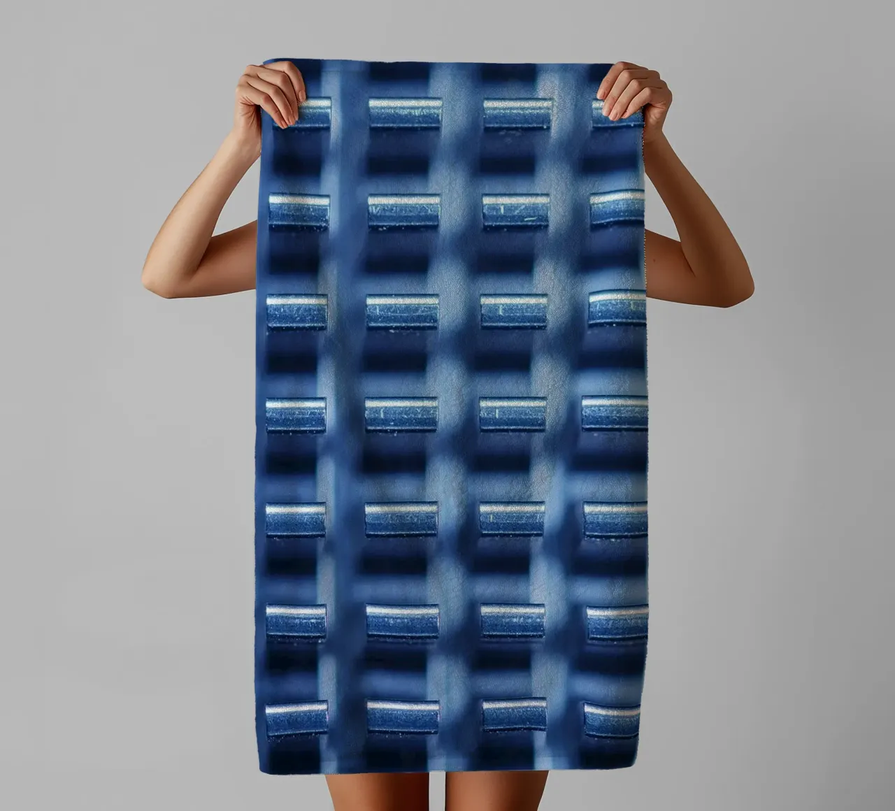 Structure métallique avec ailettes de refroidissement - vue macro serviette de bain de Bilderwelt - Kunst für die Wand