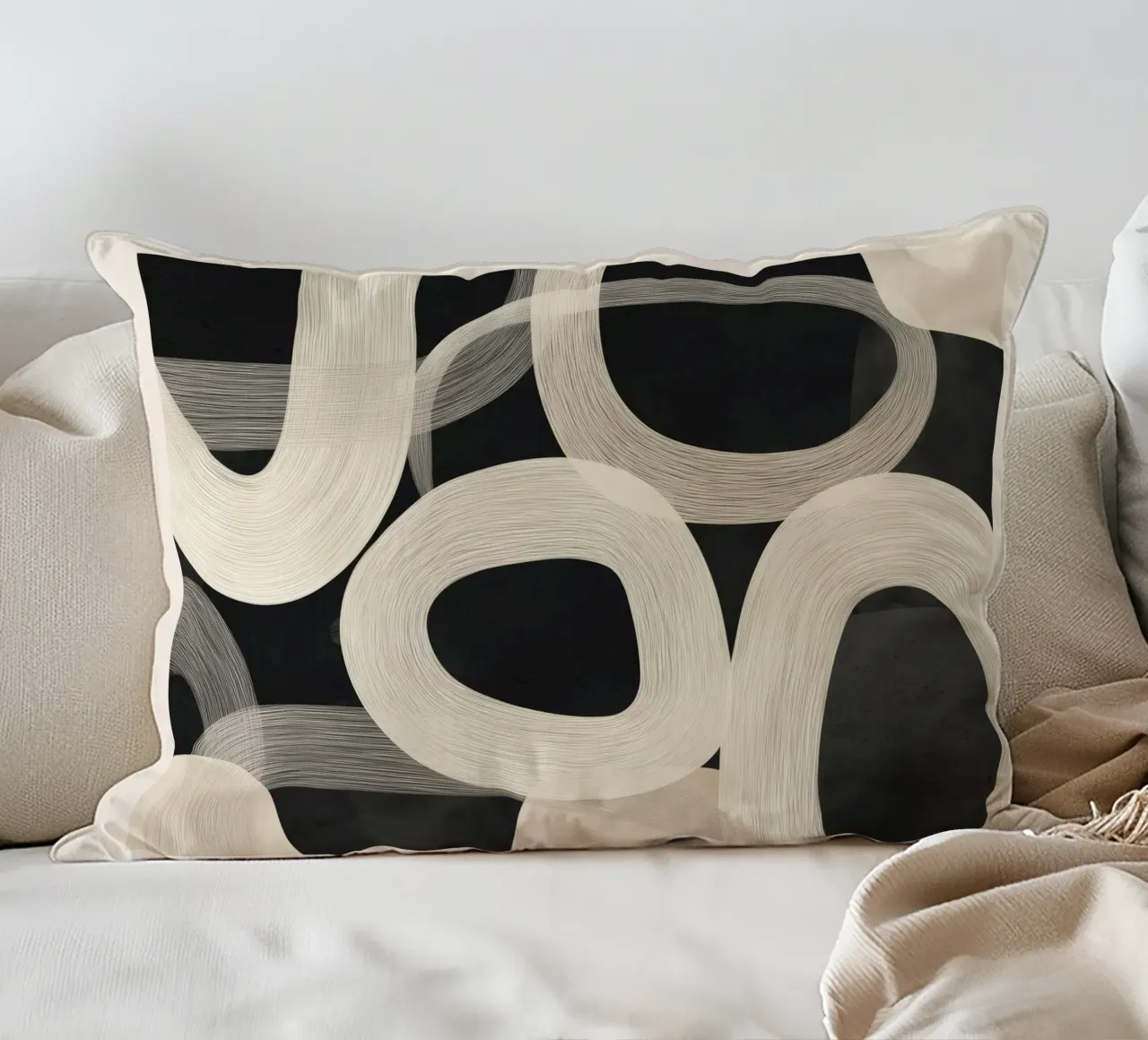 Soft Forms - Abstract Minimalist Line Art cuscino da Flow Line