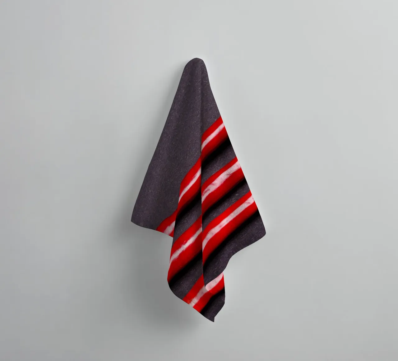 Three chilli peppers on a black background towel by Bilderwelt - Kunst für die Wand