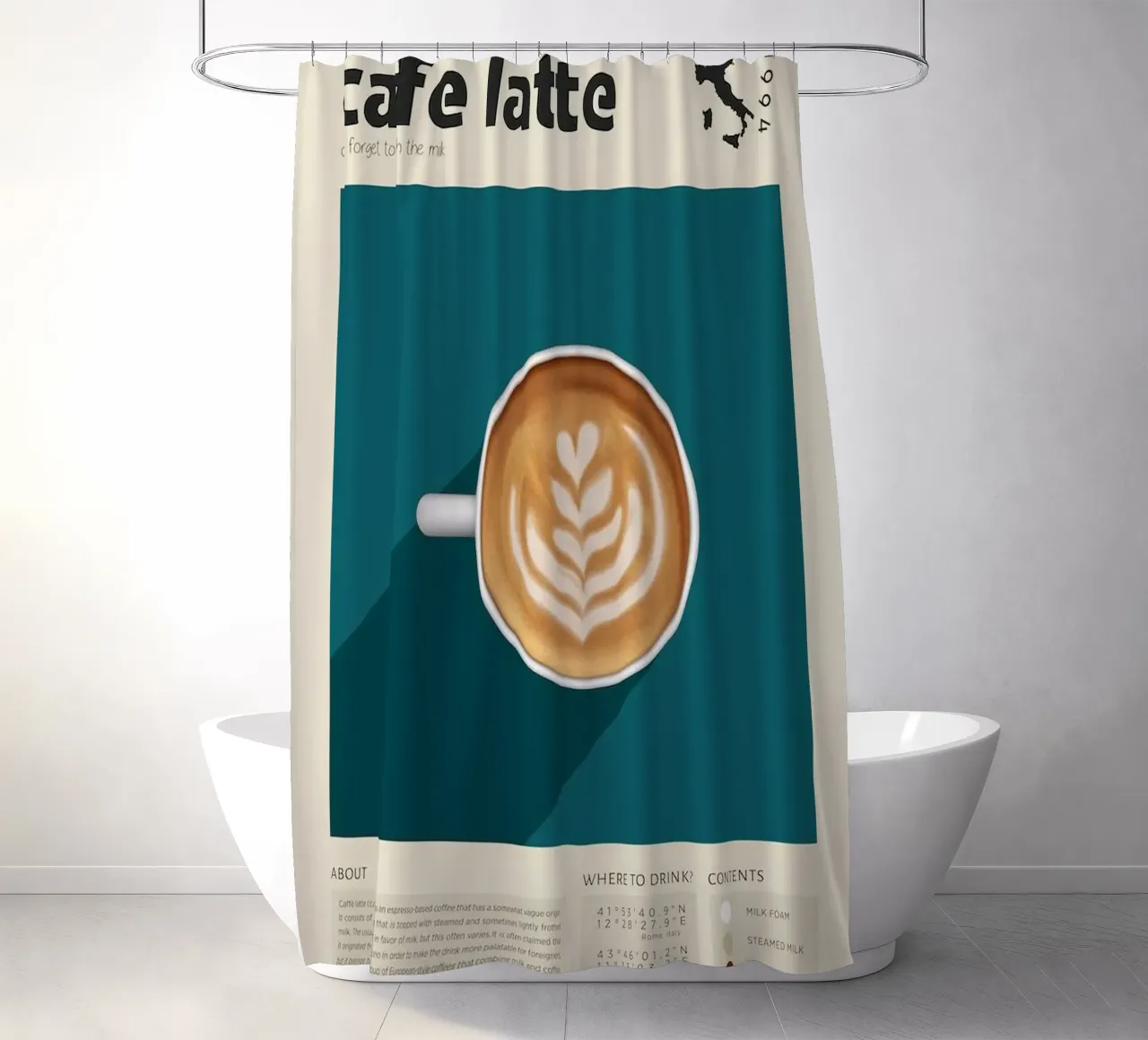 Kaffee-Latte-Getränk Duschvorhang von Alexa Bell