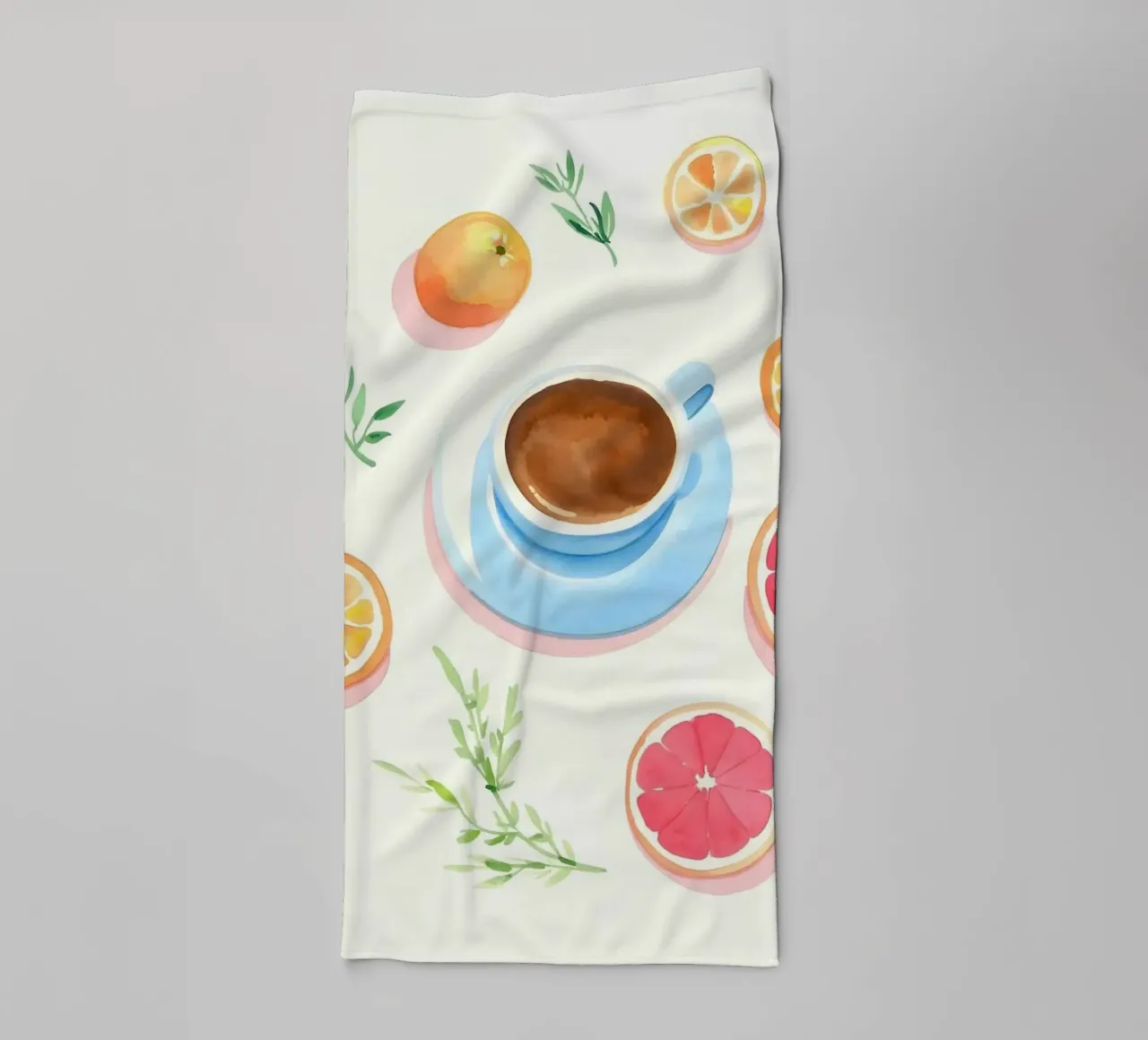 tazza di caffè arance pompelmo asciugamano da bagno da Alexa Bell