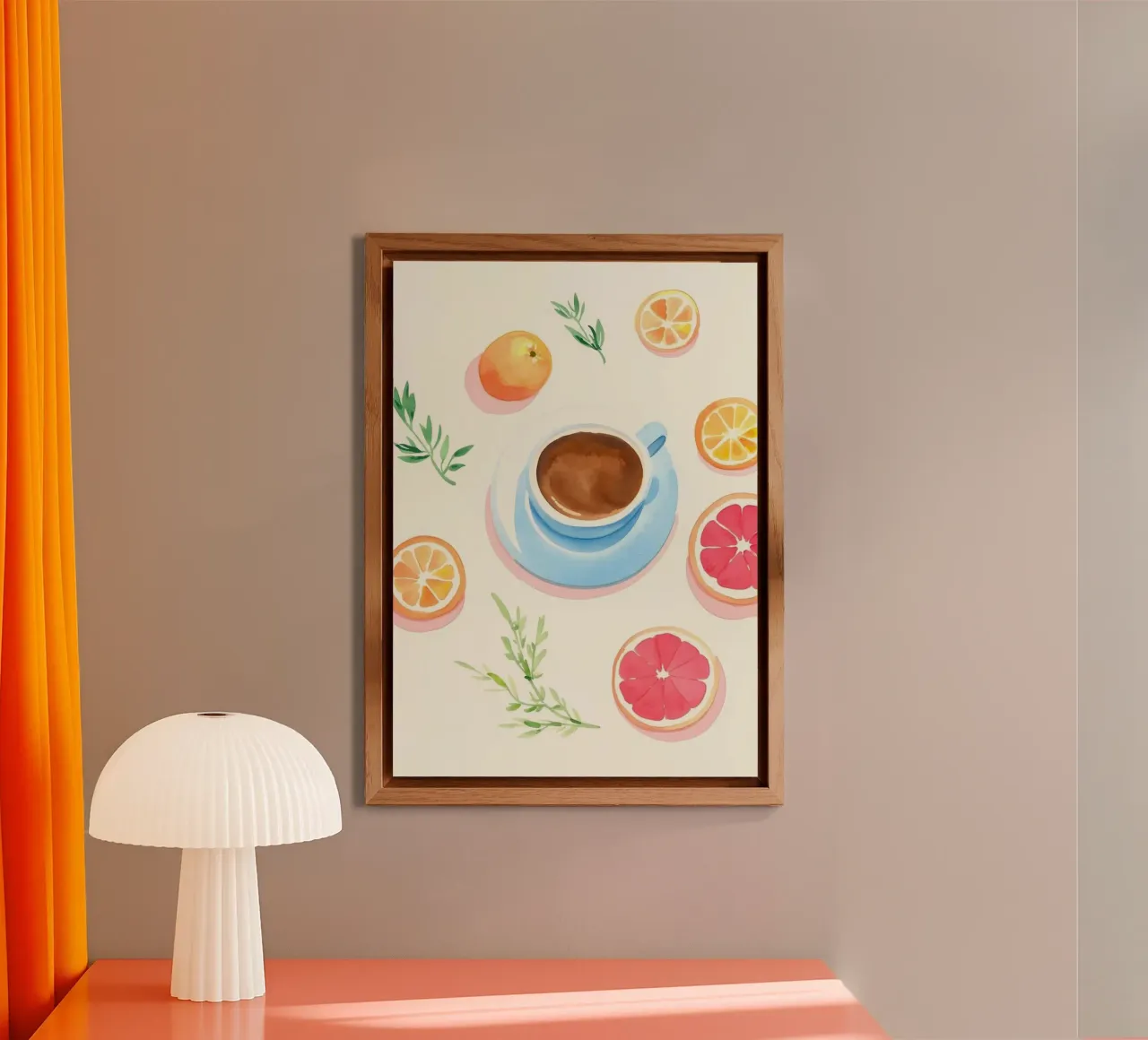 tazza di caffè arance pompelmo alluminio dibond da Alexa Bell