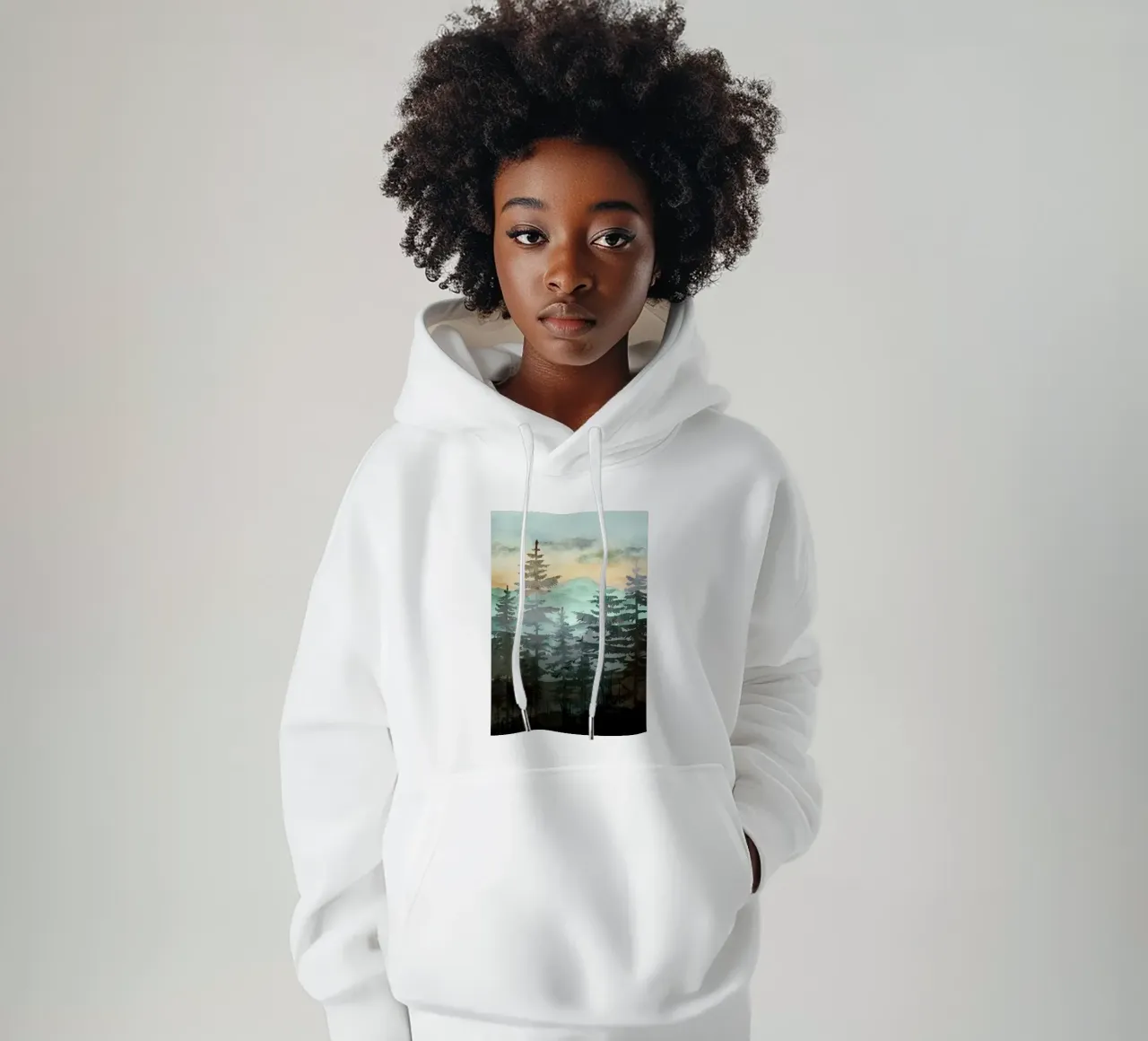 Pine Trees felpa con cappuccio da Nadjaa