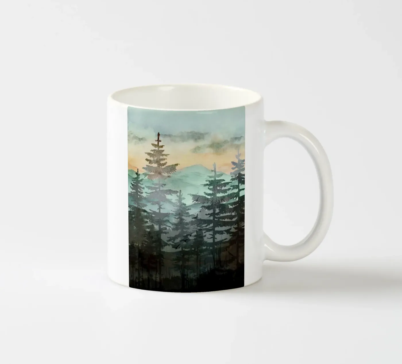 Pine Trees ceramic mug by Nadjaa
