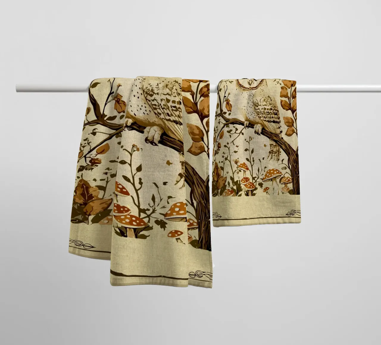 Gufo Autunno Foresta Cottagecore asciugamano da bagno da DanielDesign