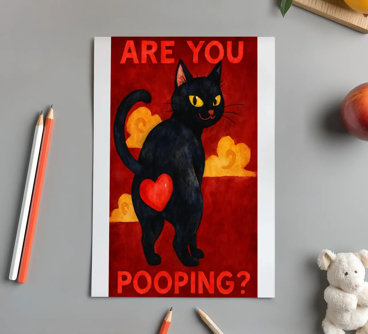 Poep je grappige kat stickervel van Mirage