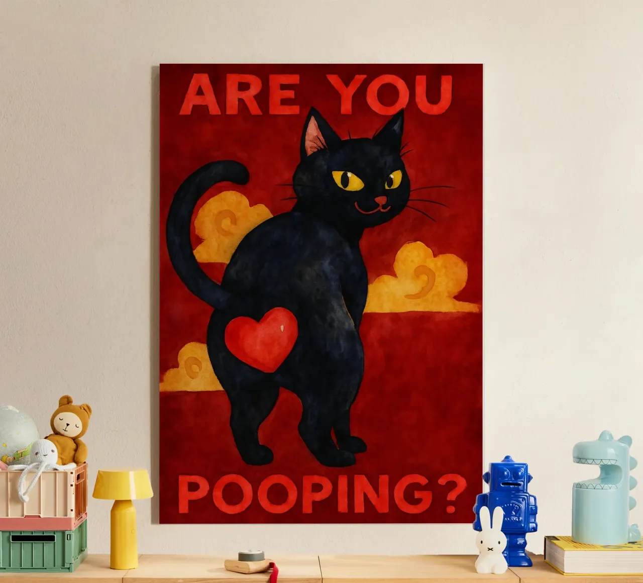 Are you pooping funny cat acrylic glass by Mirage