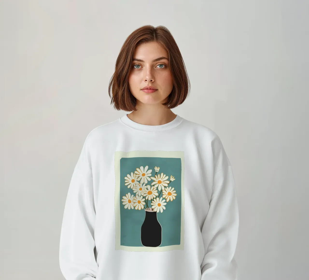 White Daisy Bouquets in Vase 1 felpa da cityart