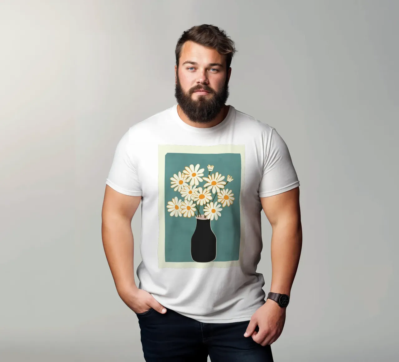 White Daisy Bouquets in Vase 1 t-shirt by cityart