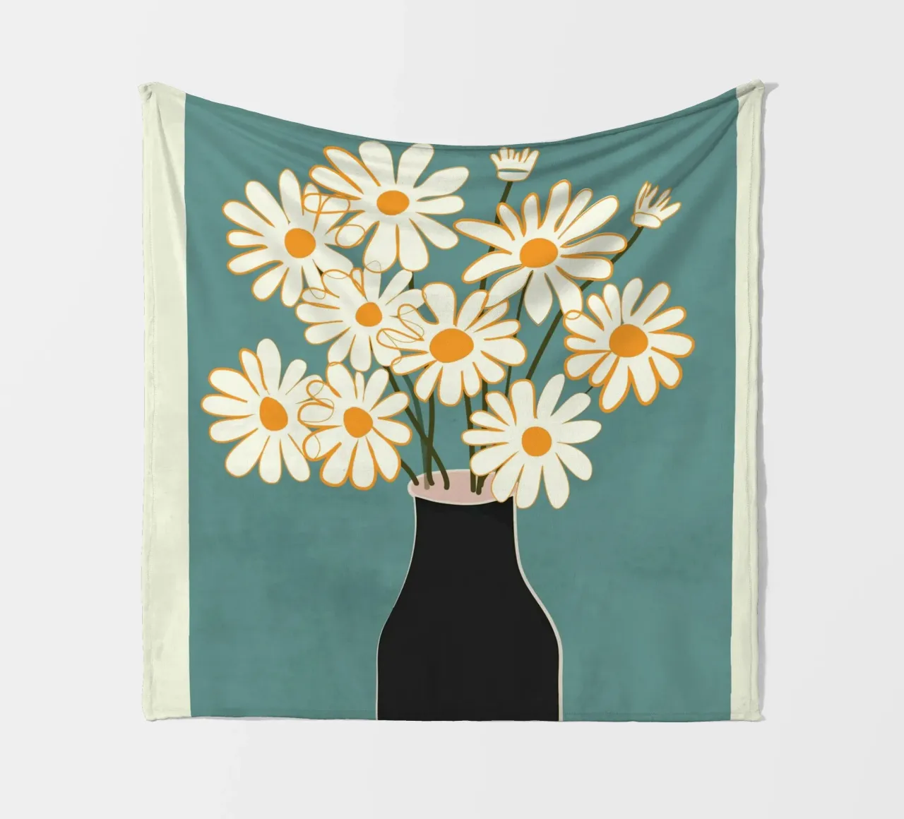 White Daisy Bouquets in Vase 1 coperta in pile da cityart