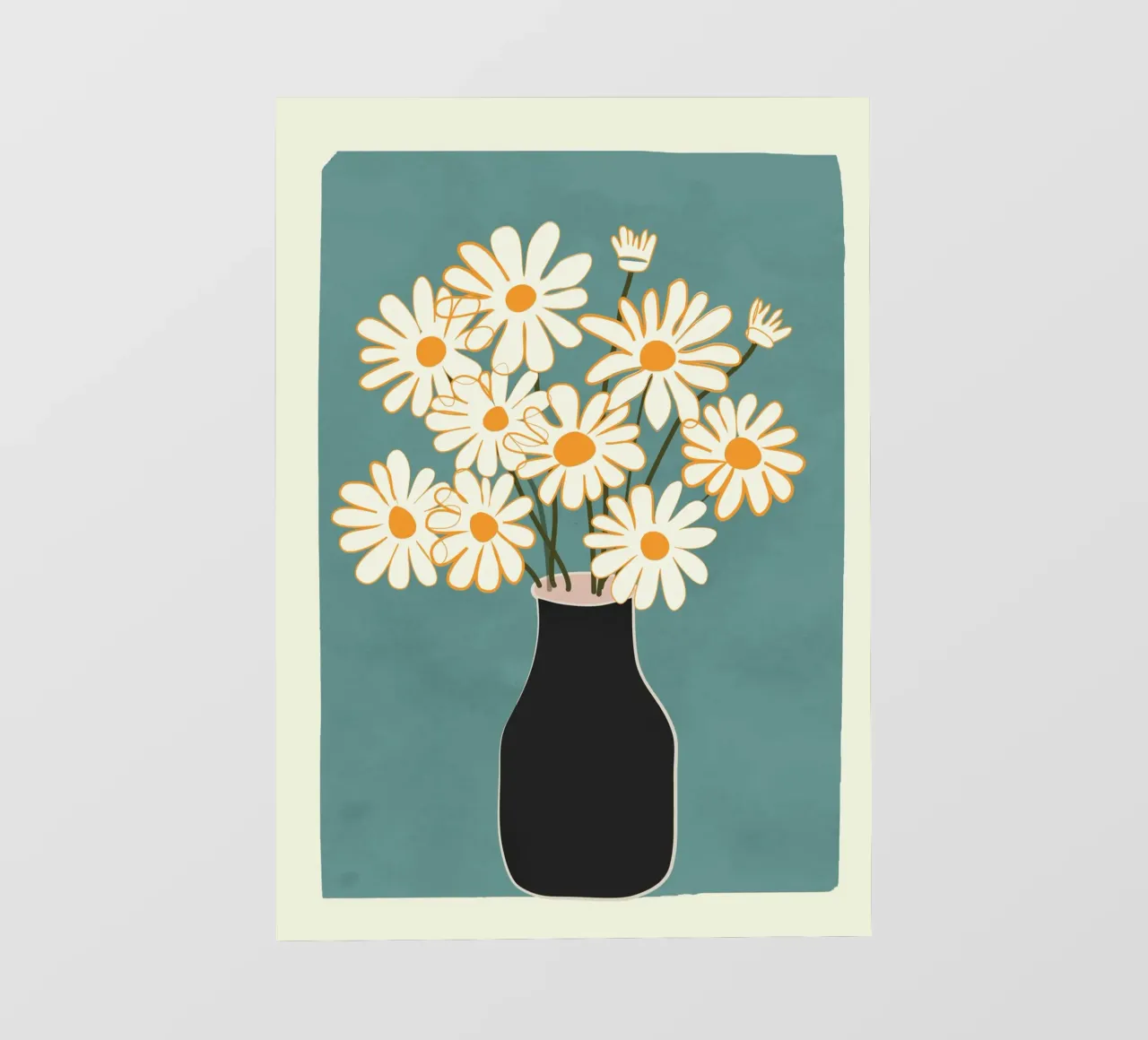White Daisy Bouquets in Vase 1 telo in pvc da cityart