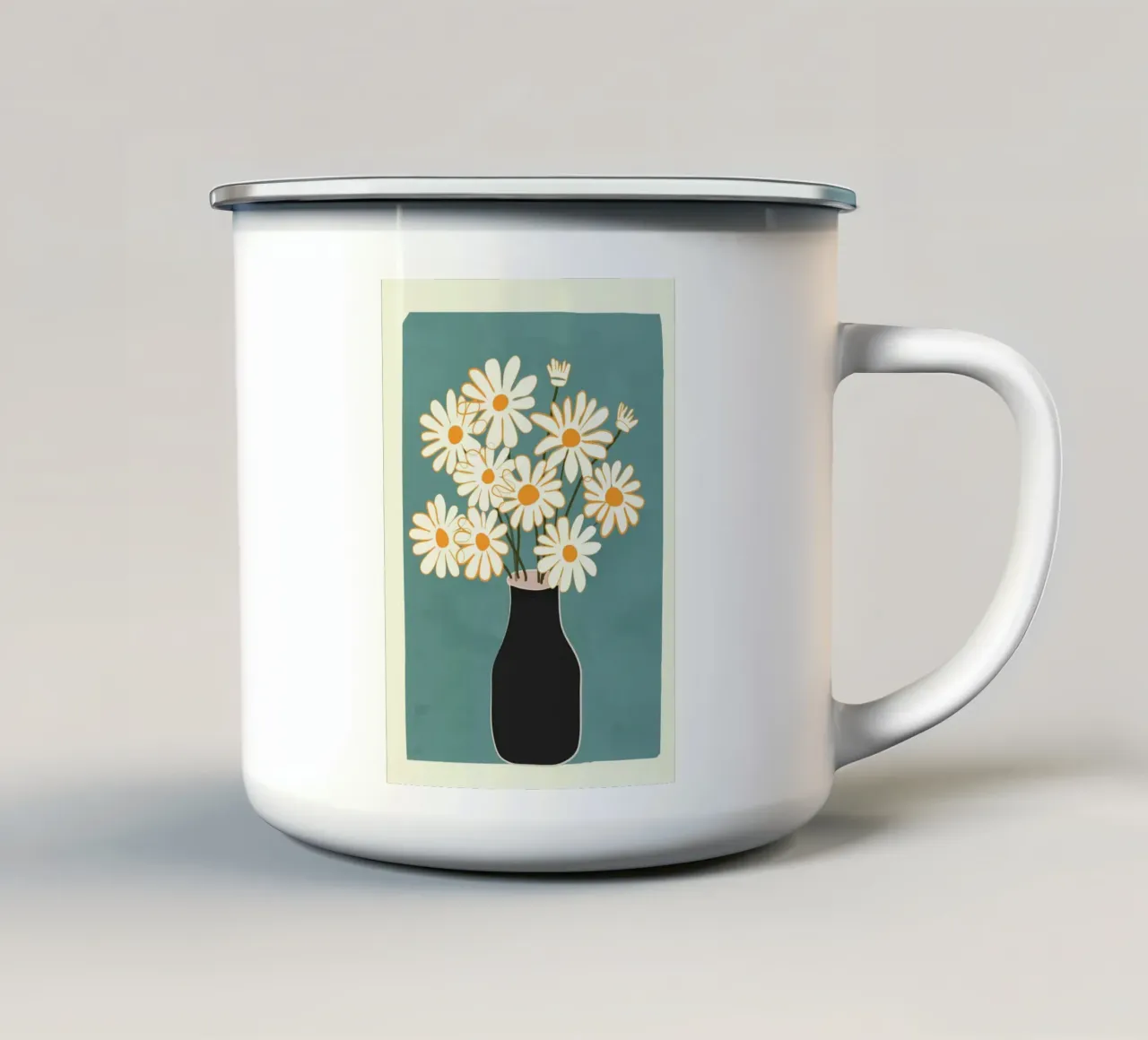 White Daisy Bouquets in Vase 1 tazza in smalto da cityart