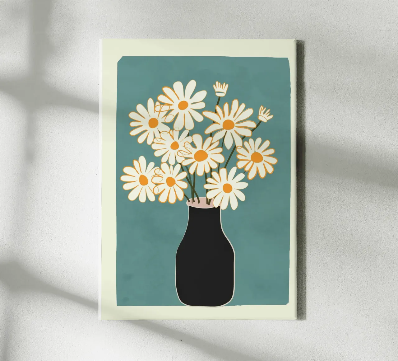 White Daisy Bouquets in Vase 1 tela con Cornice a cassetta da cityart