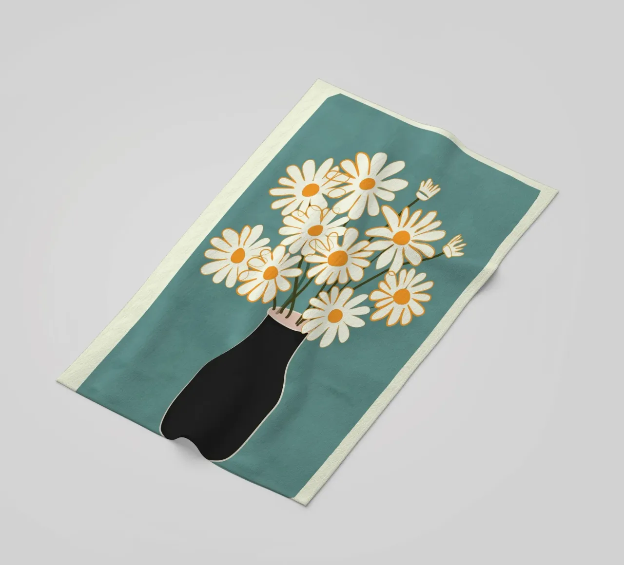White Daisy Bouquets in Vase 1 beach towel by cityart