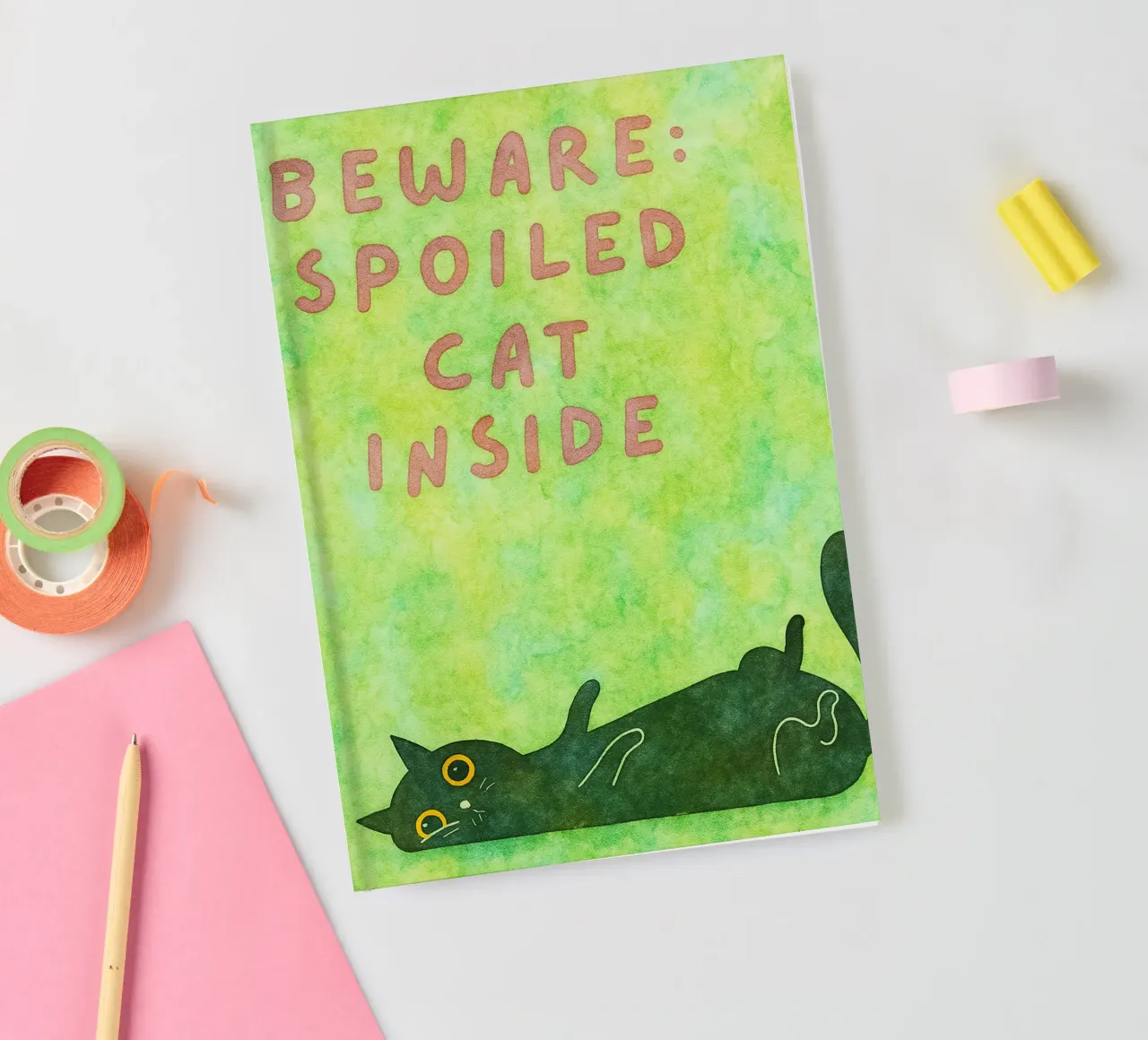 funny cat beware spoiled cat inside notebook by Mirage