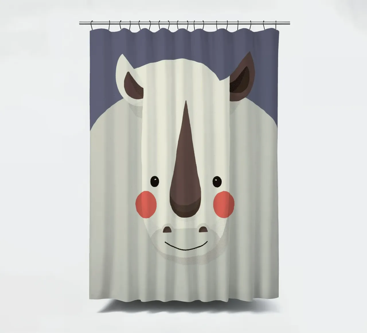 Rhinoceros, Animal Portrait shower curtain by The Printed Sparrow