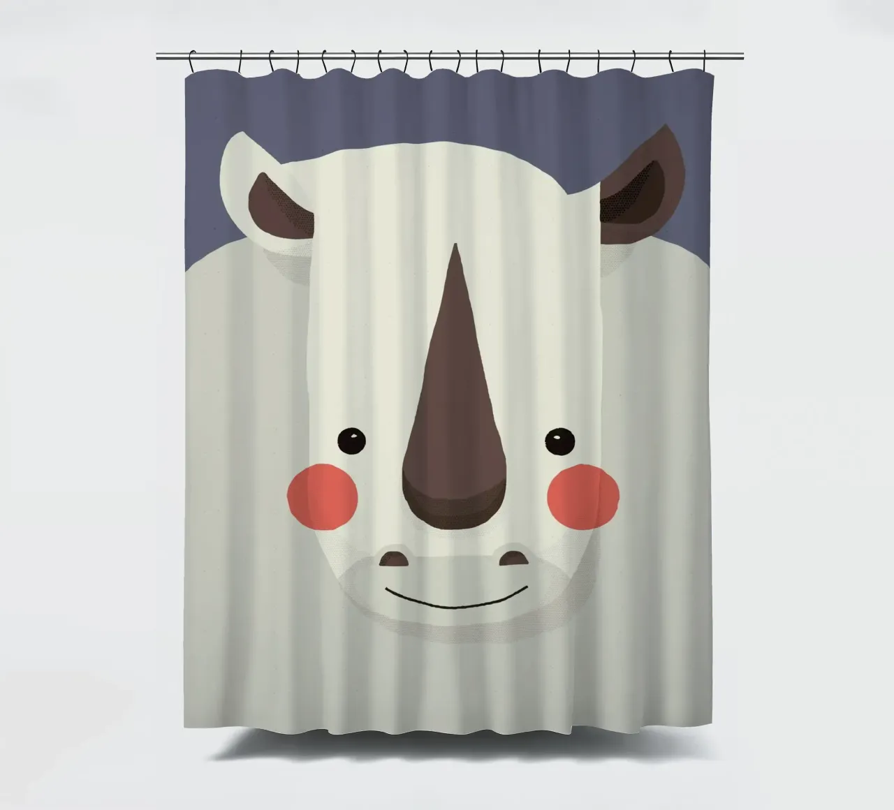 Rhinoceros, Animal Portrait shower curtain by The Printed Sparrow
