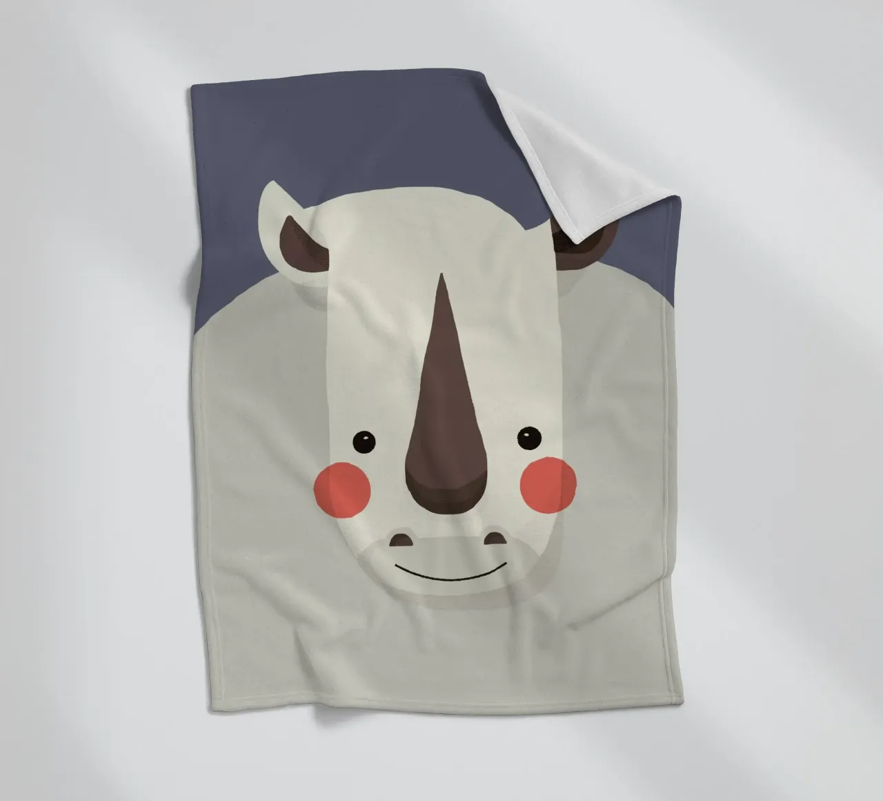 Rhinoceros, Animal Portrait fleece blanket by The Printed Sparrow