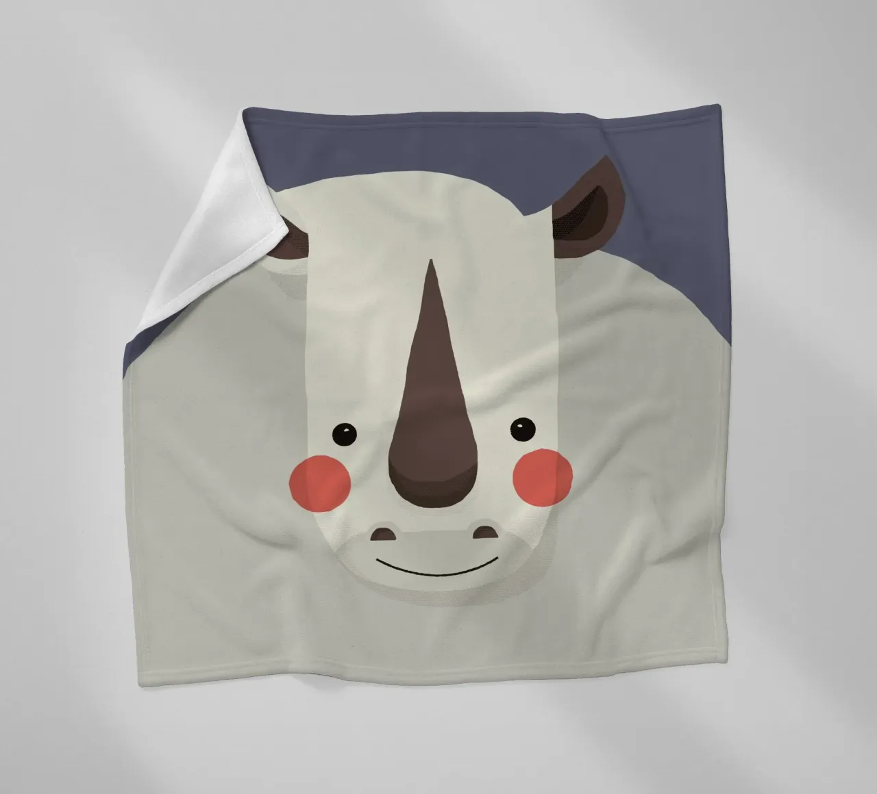 Rhinoceros, Animal Portrait fleece blanket by The Printed Sparrow
