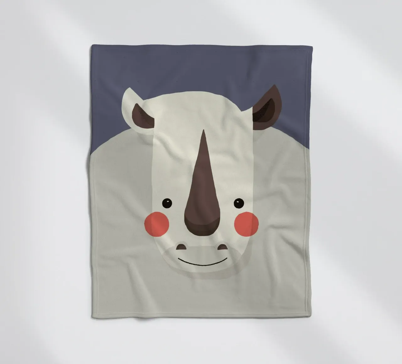Rhinoceros, Animal Portrait fleece blanket by The Printed Sparrow