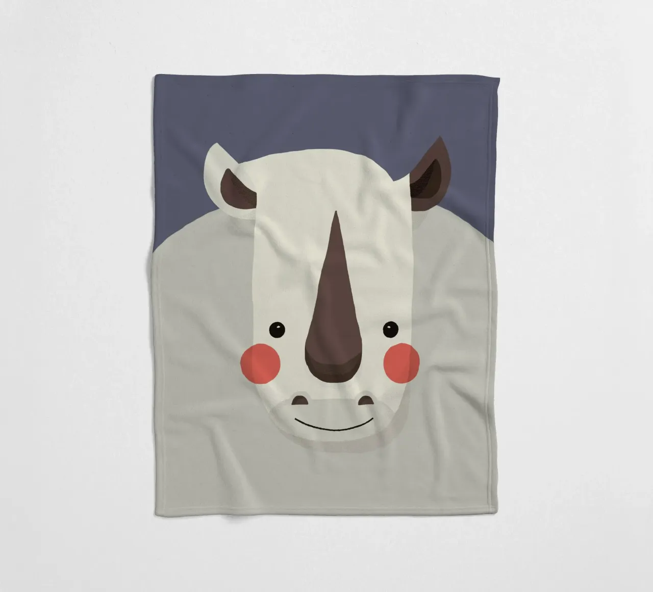 Rhinoceros, Animal Portrait fleece blanket by The Printed Sparrow