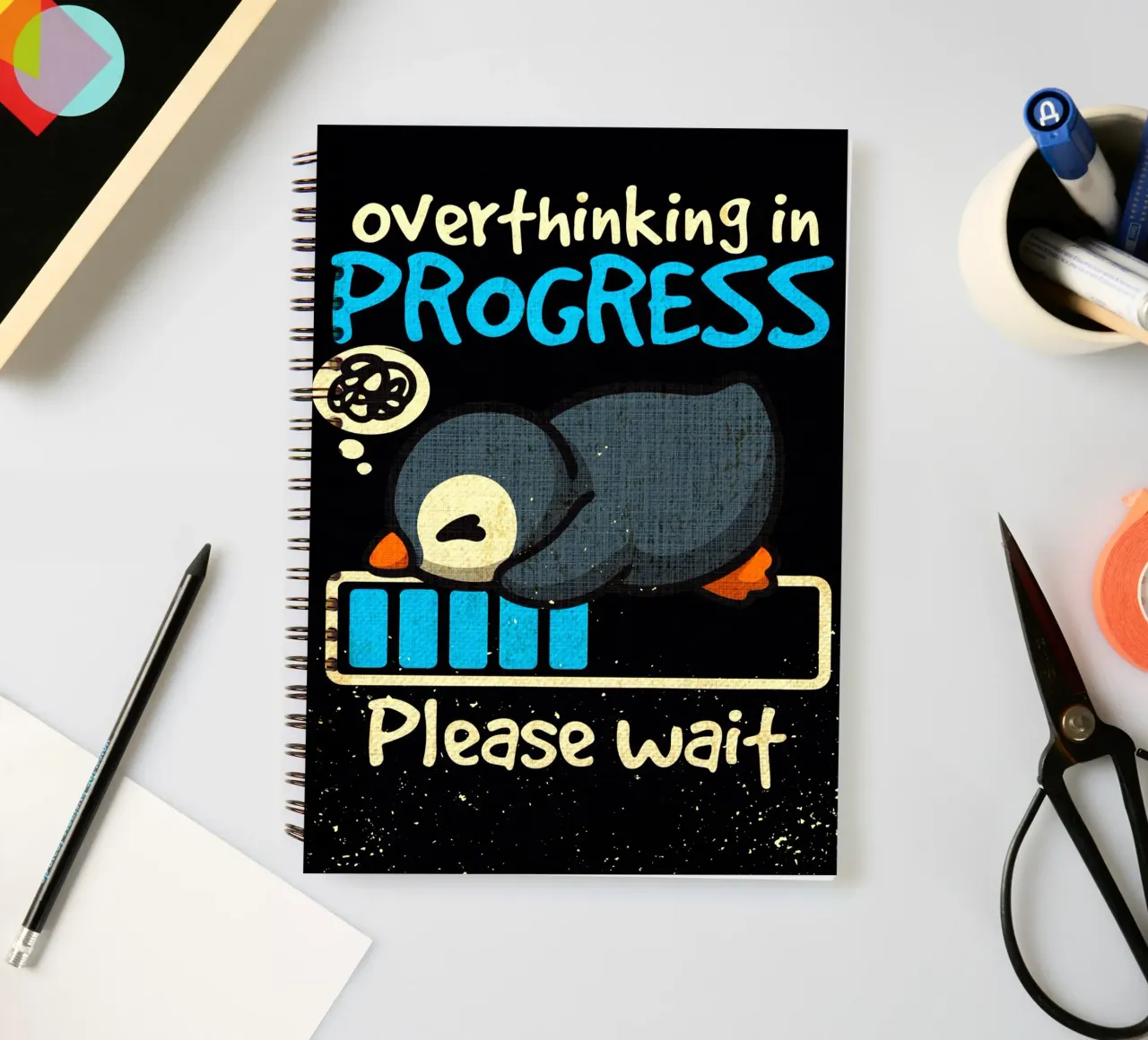 overthinking in progress spiral notebook by Andrew S Morrison