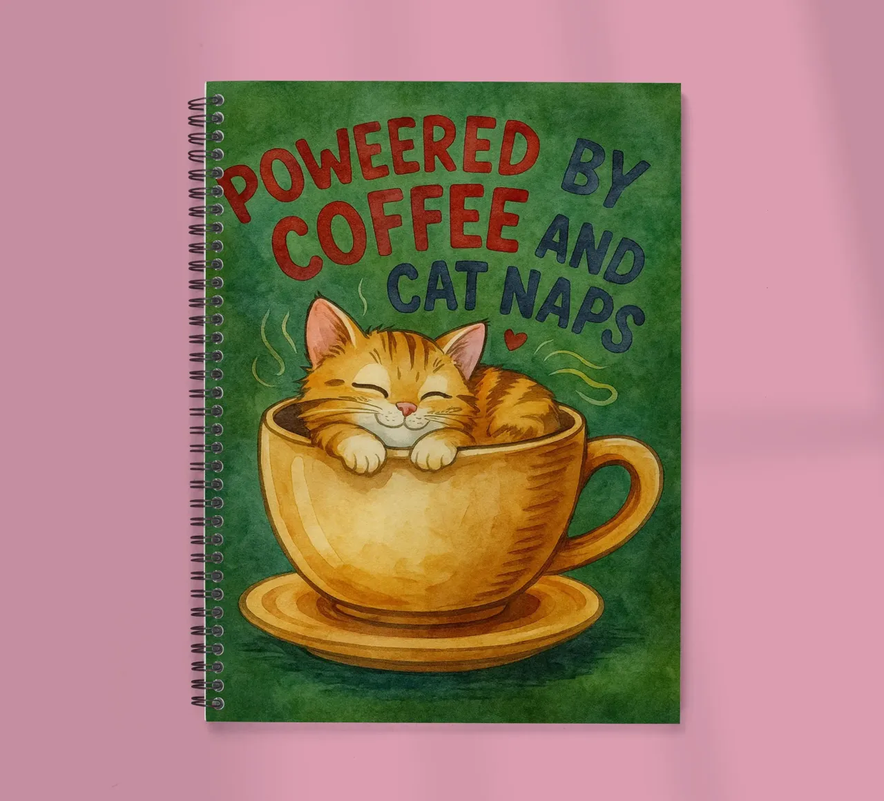 funny cat coffee spiral notebook by Mirage