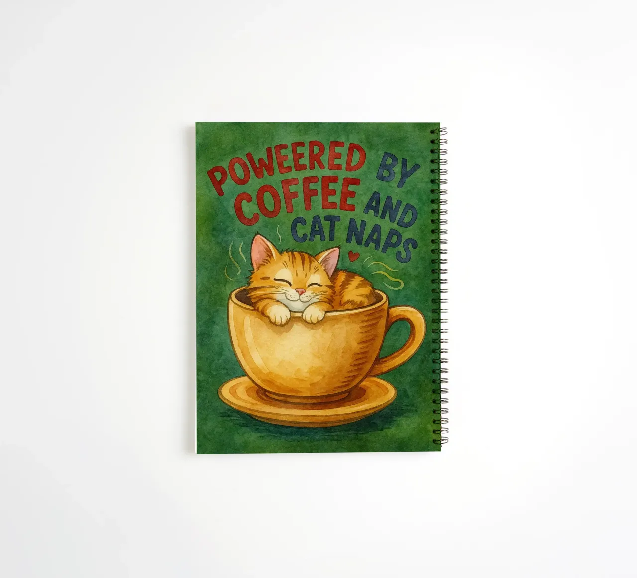 funny cat coffee spiral notebook by Mirage