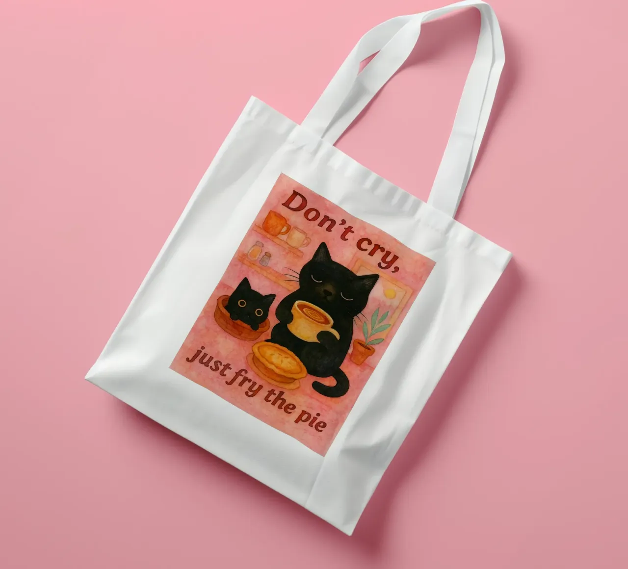funny cat dont cry tote bag by Mirage