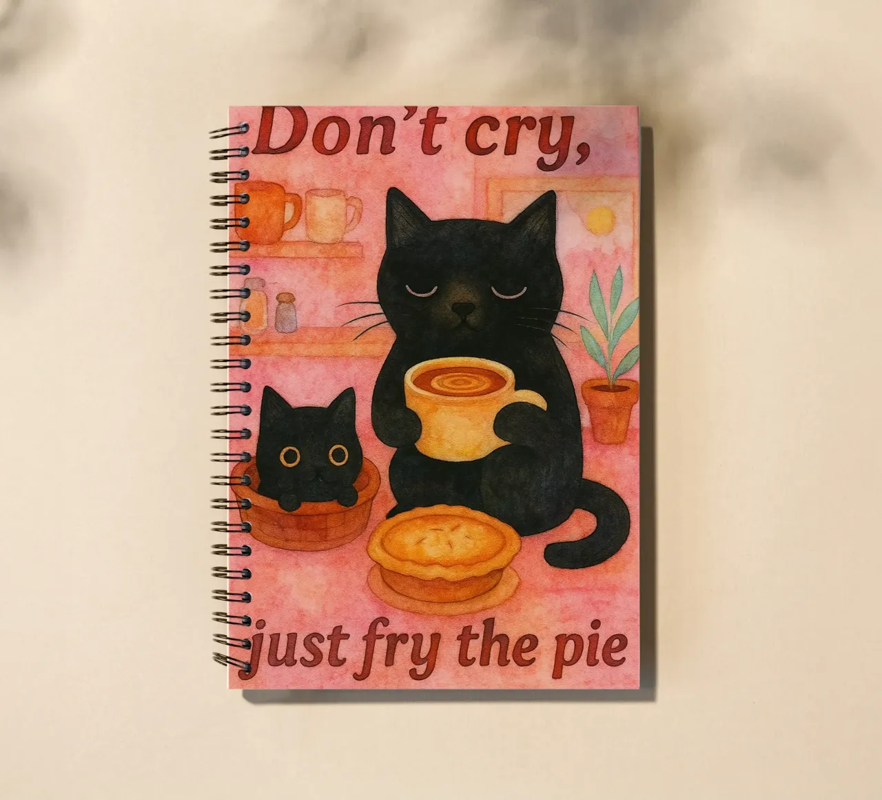 funny cat dont cry spiral notebook by Mirage