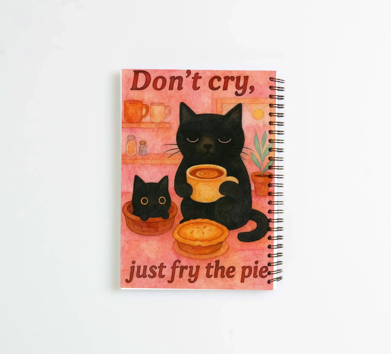 funny cat dont cry spiral notebook by Mirage