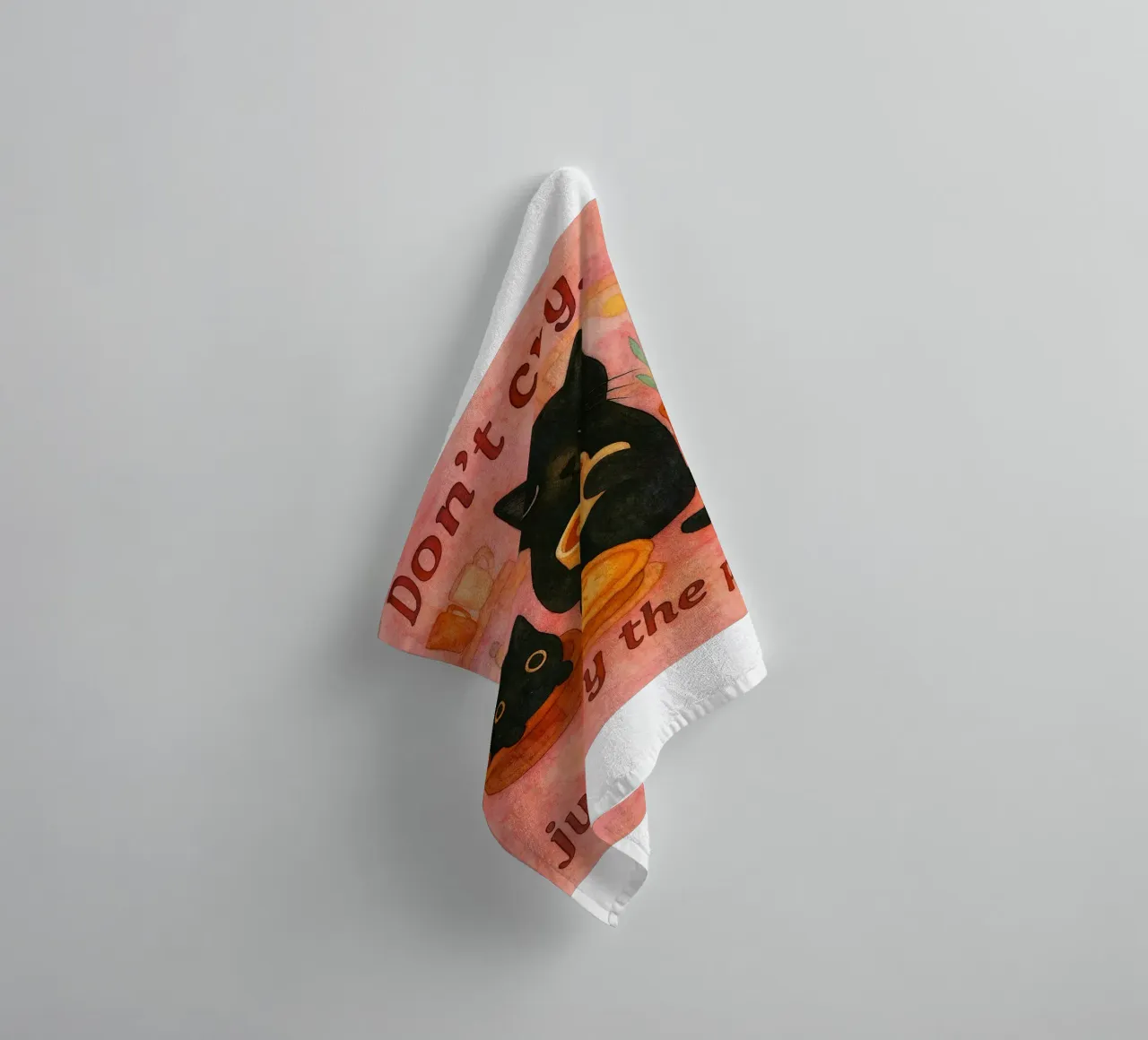 funny cat dont cry towel by Mirage