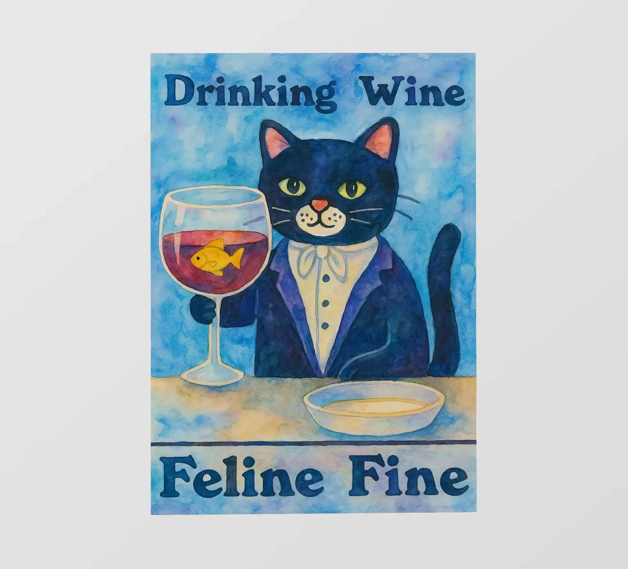 gatto divertente che beve vino pellicola backlit da Mirage