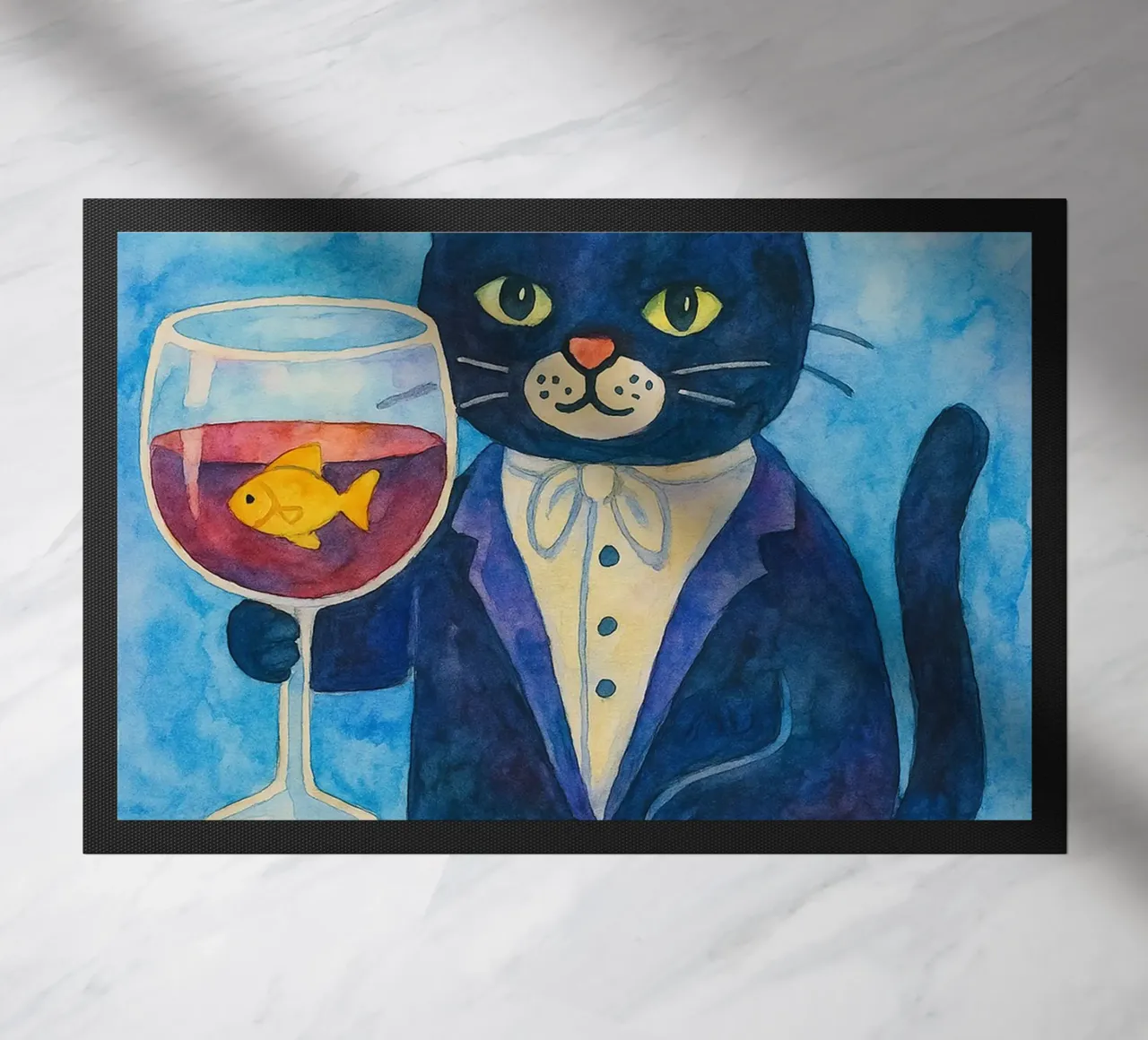 gatto divertente che beve vino zerbino da Mirage