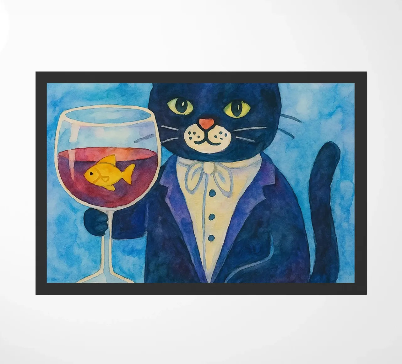 gatto divertente che beve vino zerbino da Mirage