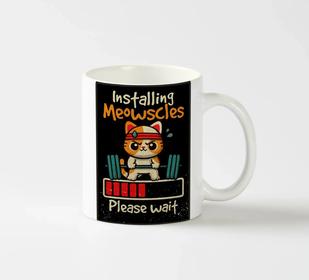 Installazione di meowscles tazza in ceramica da Andrew S Morrison