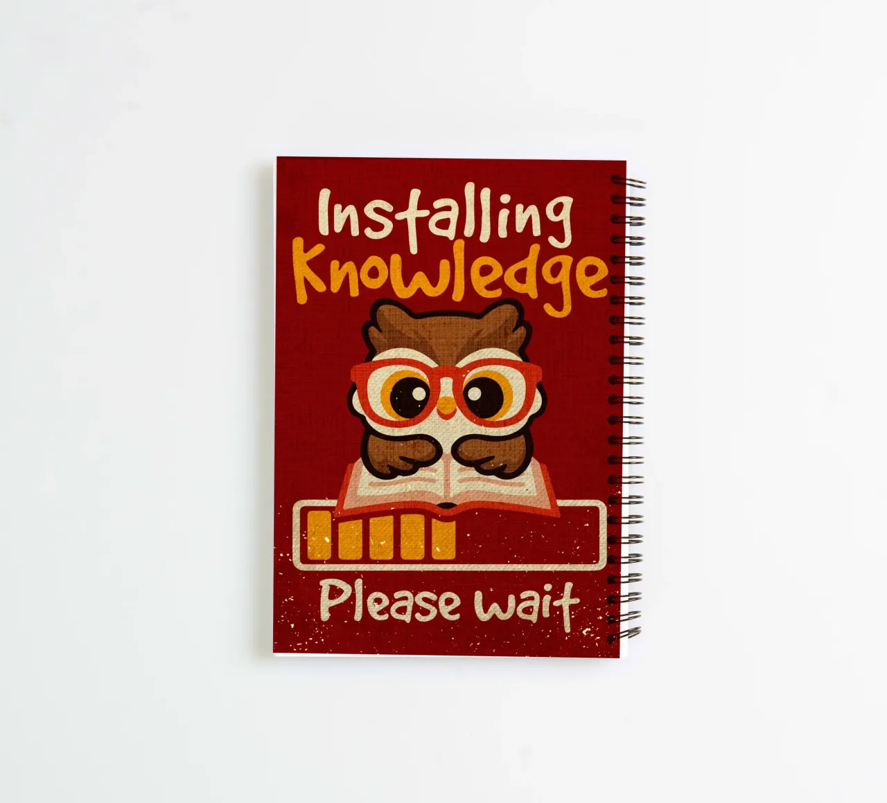 Installing knowledge owl spiral notebook by Andrew S Morrison