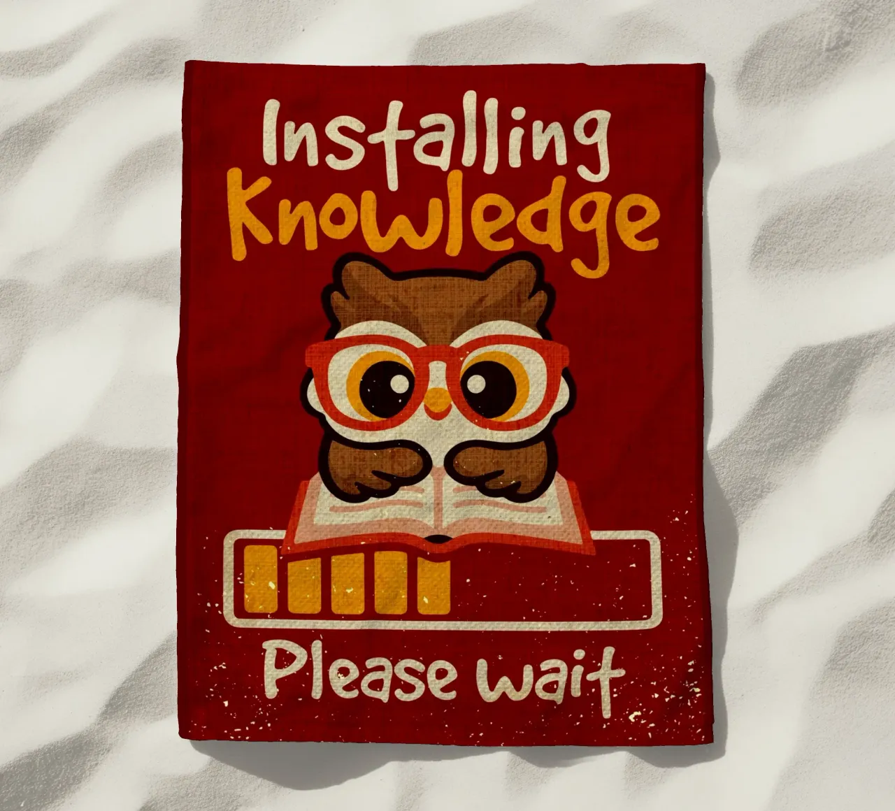 Installazione di knowledge owl telo mare da Andrew S Morrison
