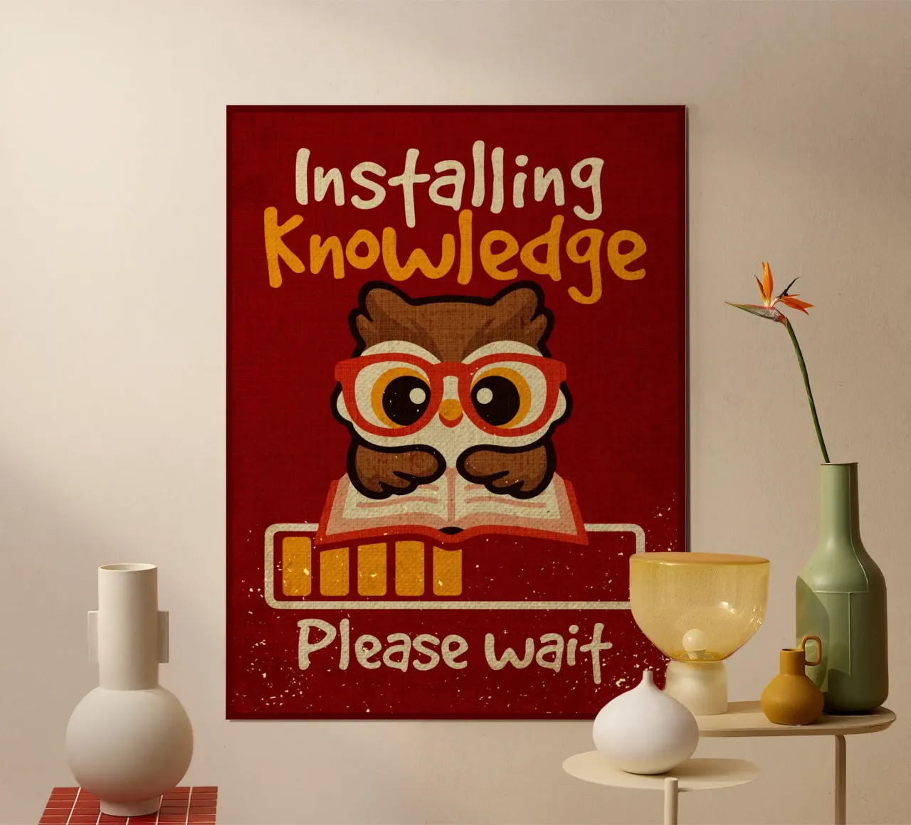 Installazione di knowledge owl carta hahnemühle da Andrew S Morrison