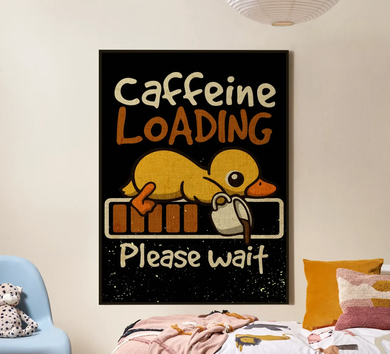 Caffeine loading duck canvas by Andrew S Morrison