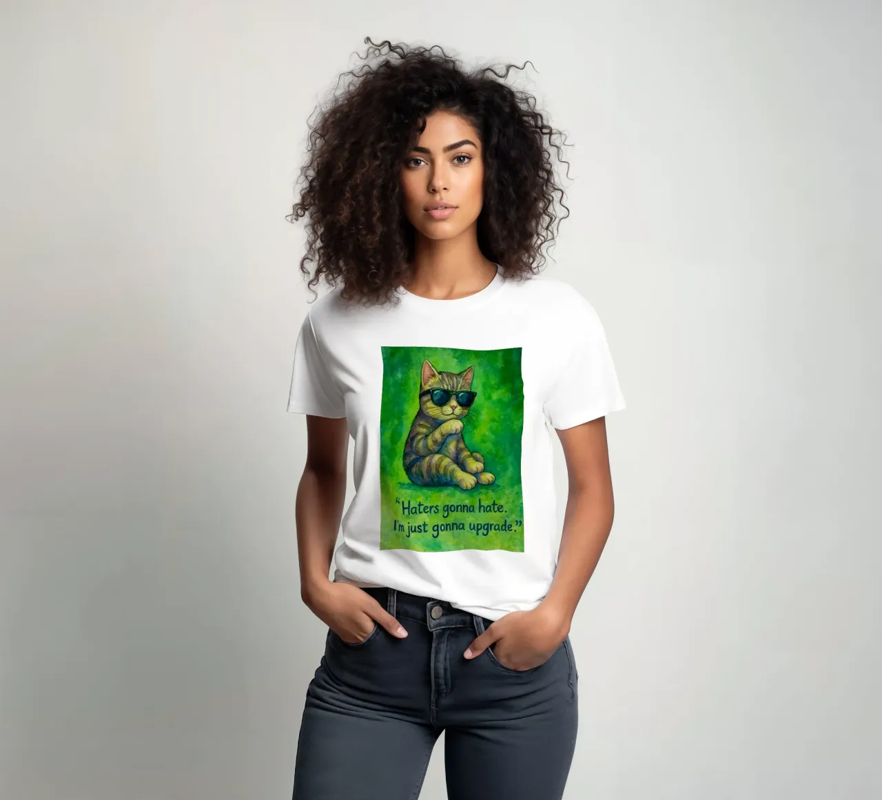 funny cat haters gonna hate t-shirt van Mirage