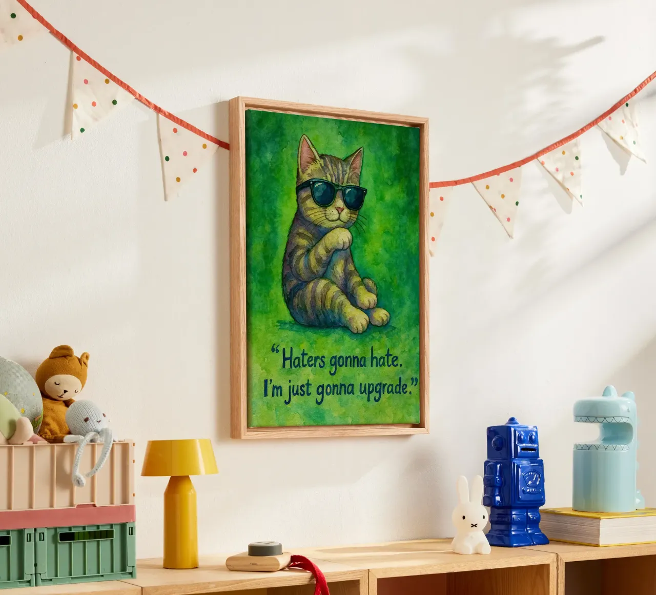 funny cat haters gonna hate canvas met Baklijst van Mirage
