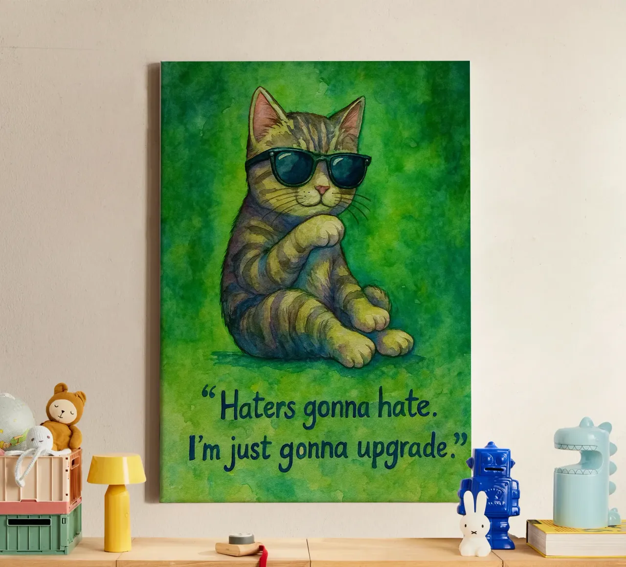 funny cat haters gonna hate canvas met Baklijst van Mirage