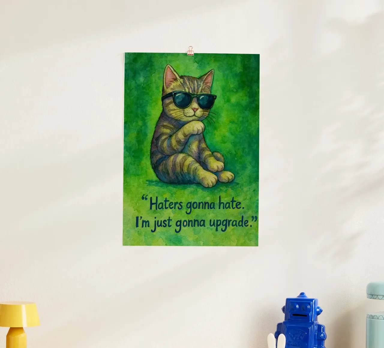 funny cat haters gonna hate poster con marco de madera de Mirage